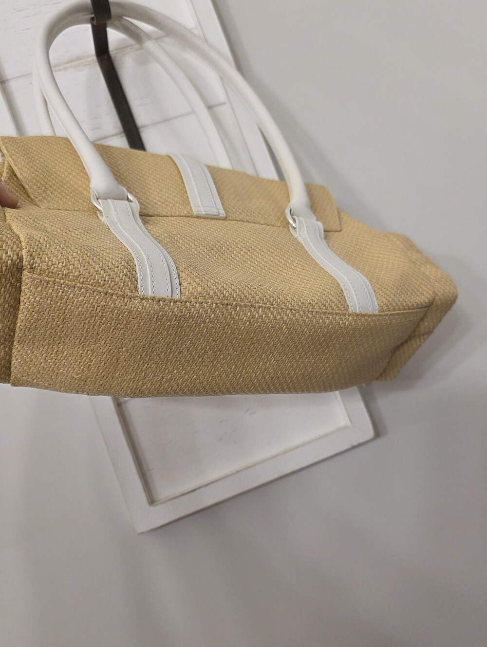Vintage Lauren Ralph Lauren Woven Straw And White Shoulder Bag NWT - Picture 5 of 9